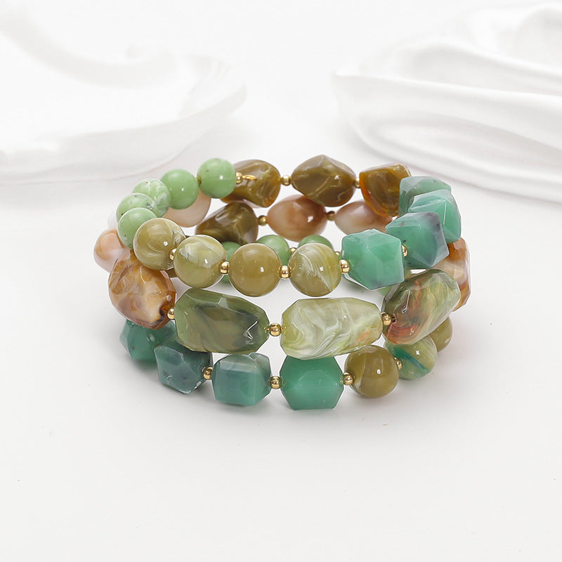 Wholesale Bohemian acrylic beaded bracelet multi-layered elastic bracelet